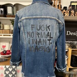 Denim Jacket with Graphic Text